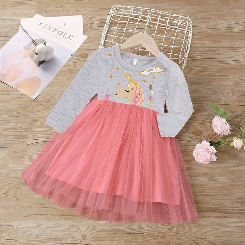 Your little princess will look enchanting in this Toddler Girls Unicorn Princess Dress!