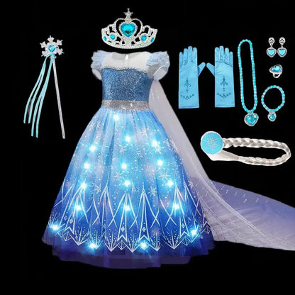 Girls Fancy Elsa Light up Gown Halloween Costume