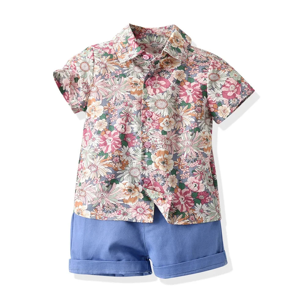 Get ready for summer with our Toddler Boys Summer Cotton Gentlemens Short Outfits!