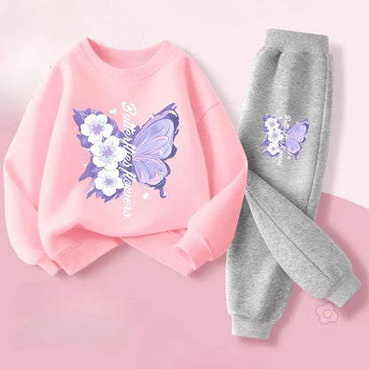 Dress up your little one in this playful Autumn Girls Elegant Butterfly Printed Top and Long Pants featuring a charming butterfly print top and coordinating long pants.