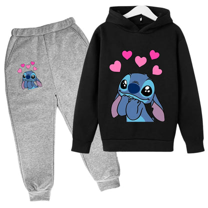 Girls Autumn Stitch Hoodie Sweatshirt+Pants