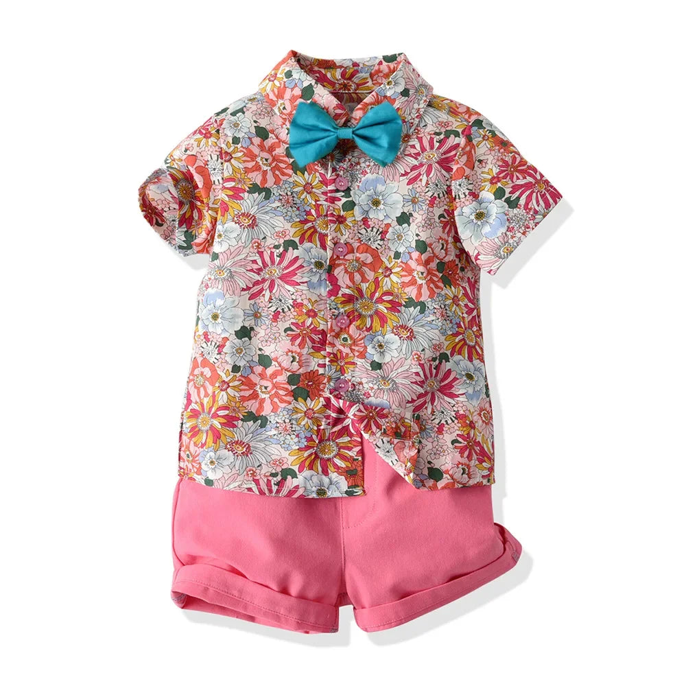 Get ready for summer with our Toddler Boys Summer Cotton Gentlemens Short Outfits!