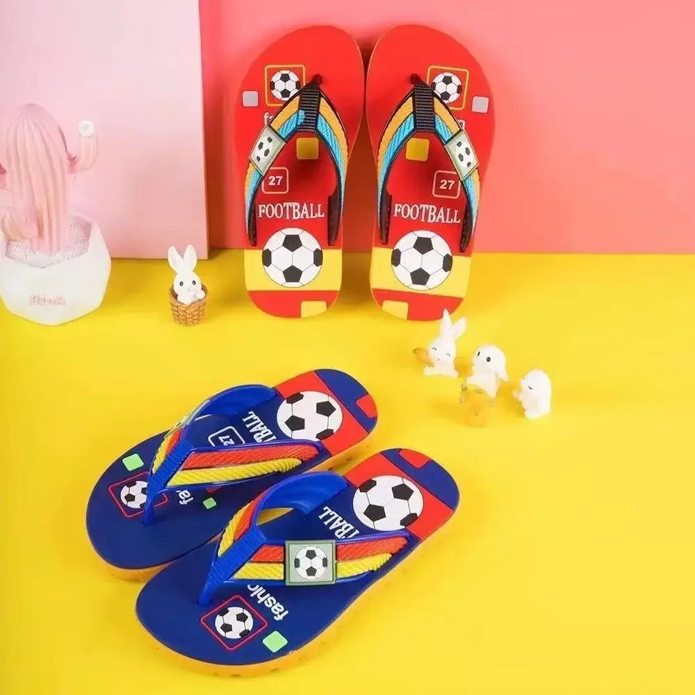 Outfit your little football fan with these vibrant, cartoon-inspired summer beachwear flops-flips. These slippers are perfect for the active boy.