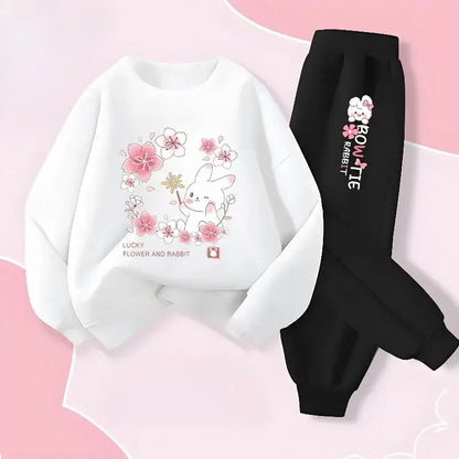 Keep your little one cozy and cheerful this autumn with this playful Girls Autumn Rabbit Printed Sweatshirt and Sweatpants. Made from soft polyester.