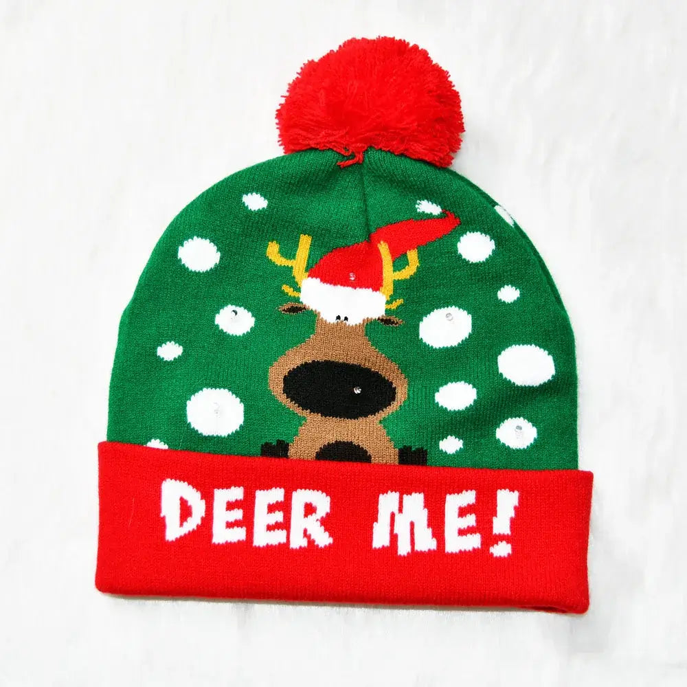 Have a holly, jolly Christmas with our Creative Flashing Led Christmas Winter Warm Knitted Cap!