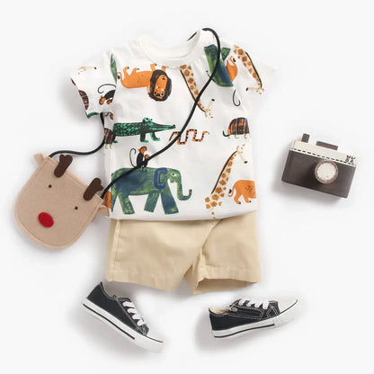 Snag this Stylish & Comfy Newborn Boys Summer T-Shirt & Shorts Set. Premium comfort for your little one.