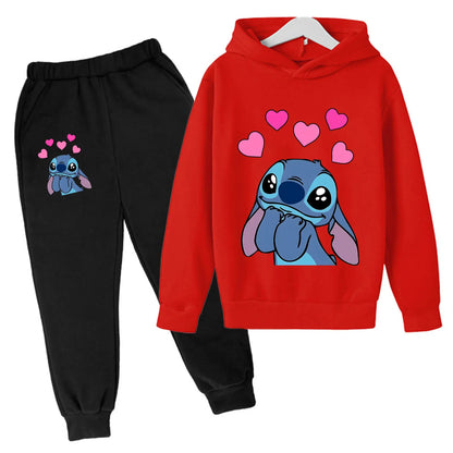 Girls Autumn Stitch Hoodie Sweatshirt+Pants