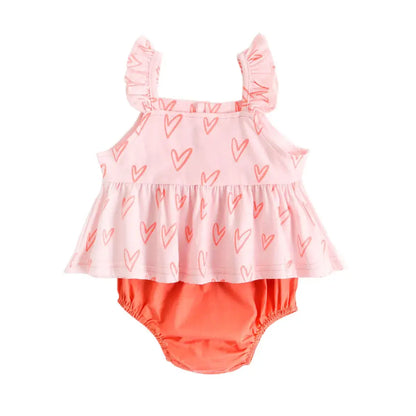 Add a regal touch to your little princess's wardrobe with our Summer Infant Girls Crown or Heart Top & Solid Bottoms set.