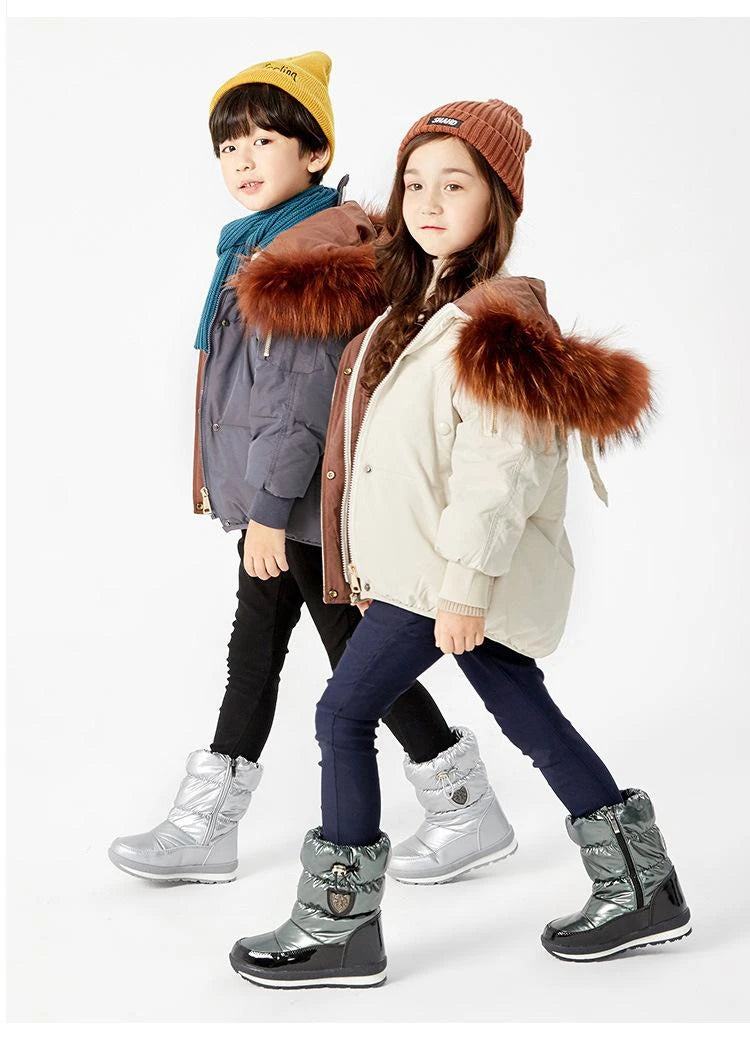 Keep little feet warm and dry with these Kids Winter Waterproof Wool Snow Boots. Designed for ages 4 to 14