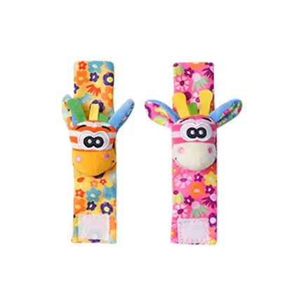 Introduce your little one to the world of colors and animals with our Soft Infant Wrist Or Sock Sensory Plush Animal Rattle Toys!