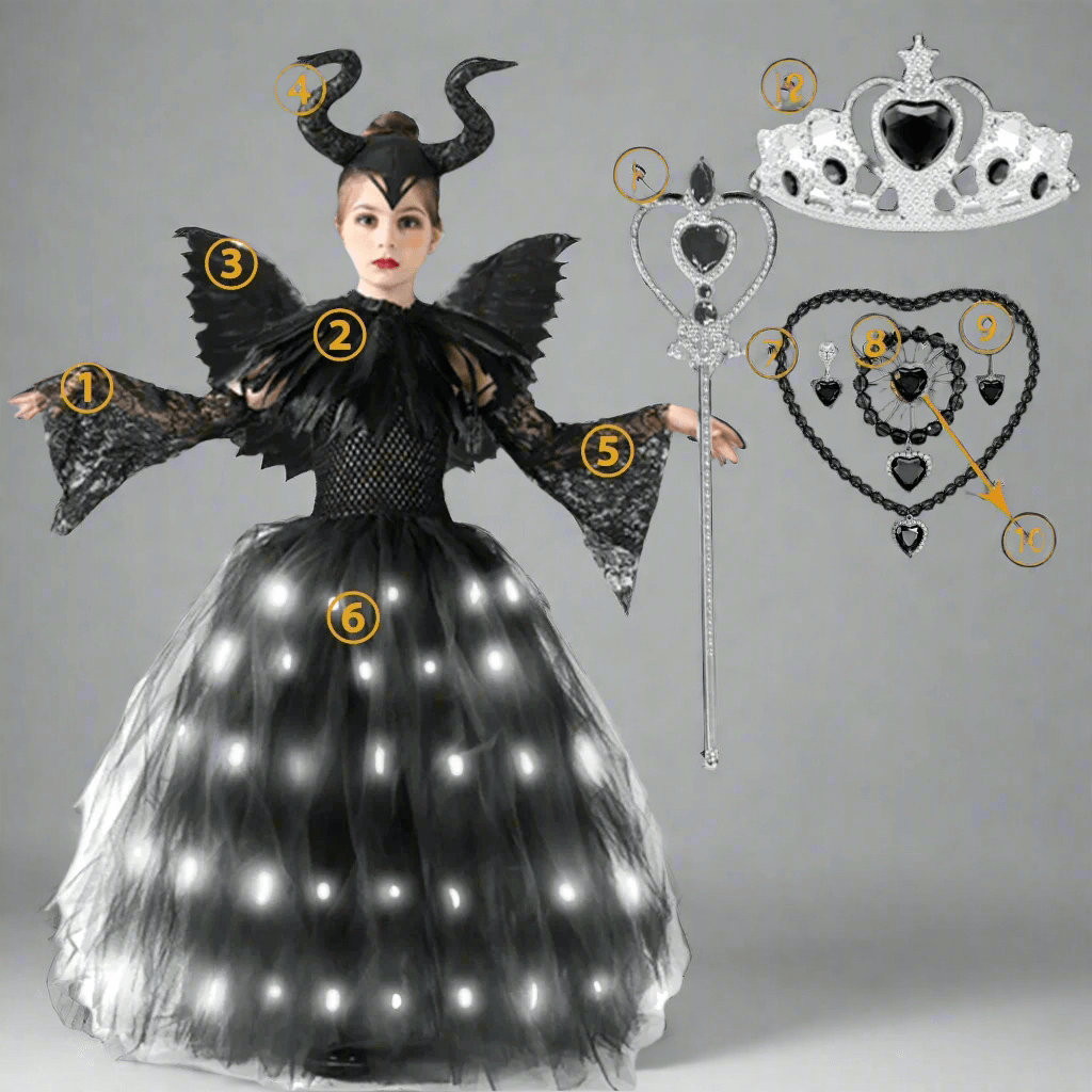 Girls Maleficent Halloween LED Light Up Dress