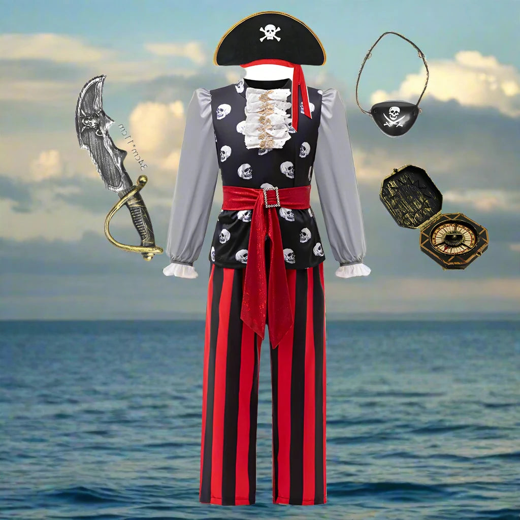 Kids Halloween Matching Pirate Costume with Accessories