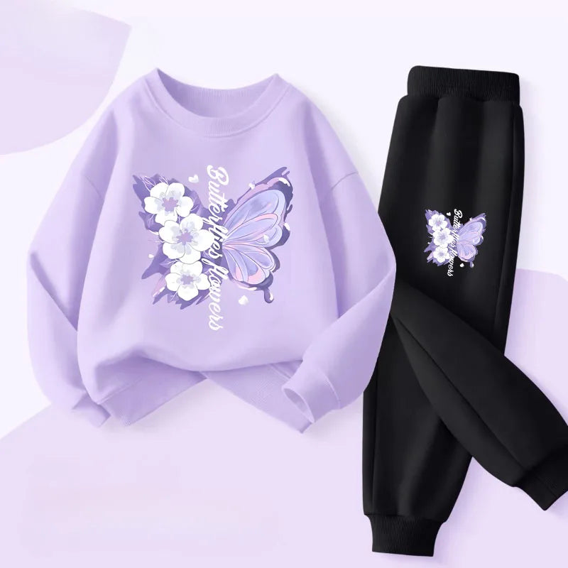 Dress up your little one in this playful Autumn Girls Elegant Butterfly Printed Top and Long Pants featuring a charming butterfly print top and coordinating long pants.