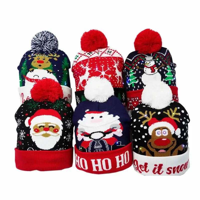 Have a holly, jolly Christmas with our Creative Flashing Led Christmas Winter Warm Knitted Cap!