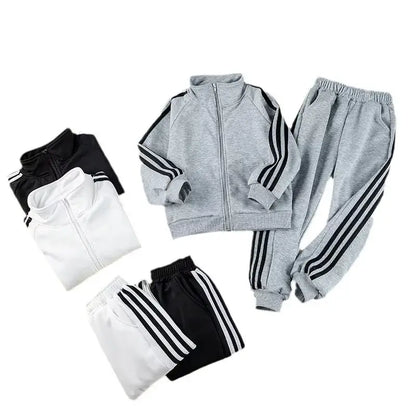 Get your little champ ready for action with this Boys Autumn Striped Sport Jacket and Matching Pants!