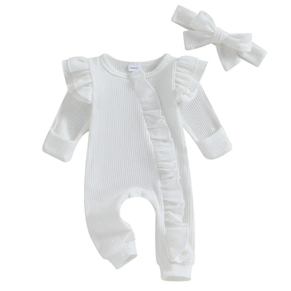 Newborn Knitted Fly Long Sleeve Romper-Headband