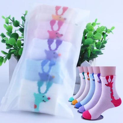 These adorable Boys-Girls Cartoon Socks come in a 5PC/Lot and are made with high-quality cotton material.