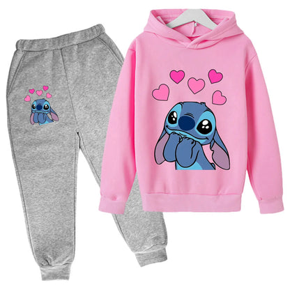 Girls Autumn Stitch Hoodie Sweatshirt+Pants