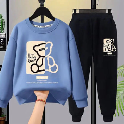 Get ready for cozy season with this adorable Autumn Boys Cartoon Bear Sweatshirt And Pants! 