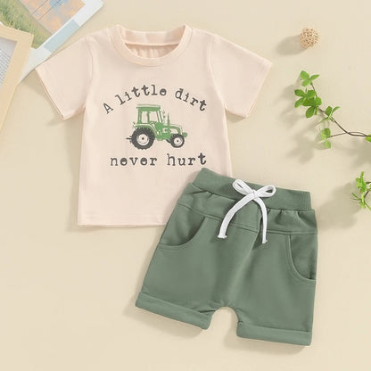 Get your little one ready to play with this Spring Infant Boys-A LITTLE DIRT Shirt 2PC Set.