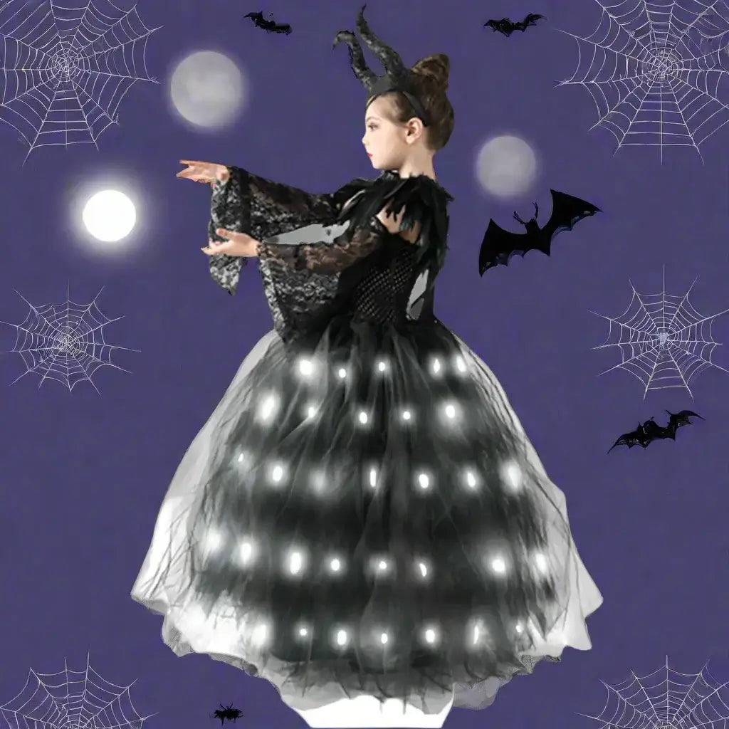 Girls Maleficent Halloween LED Light Up Dress