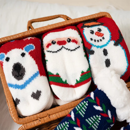 Stay cozy this holiday season with our Winter Kids Cartoon Cotton Thermal Non-Slip Christmas Socks!