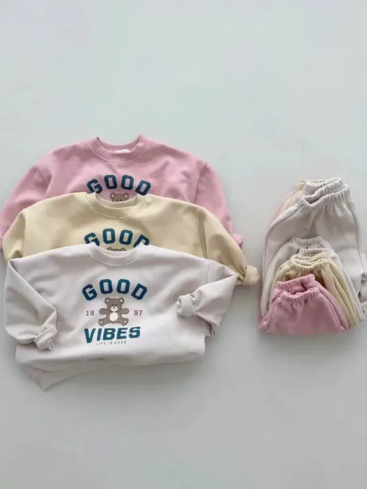 Autumn Toddler Girls GOOD VIBES Sweatsuit Set