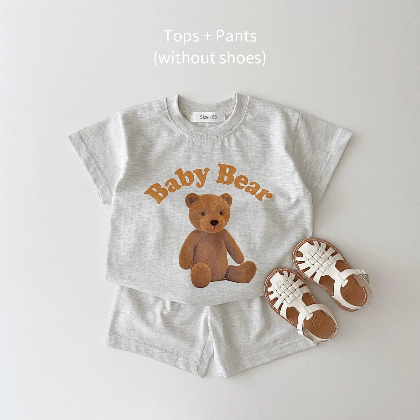 Summer Toddler Boy 3D Bear Printed T shirts Tops-Breathable Shorts