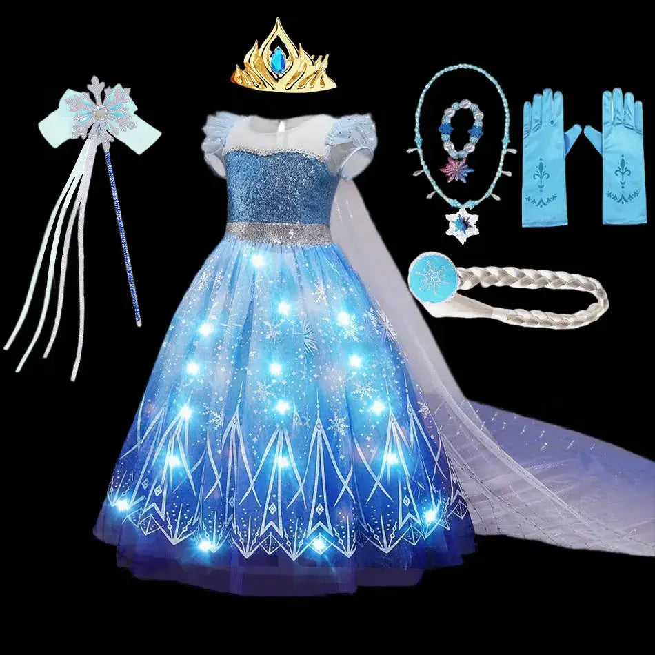 Girls Fancy Elsa Light up Gown Halloween Costume