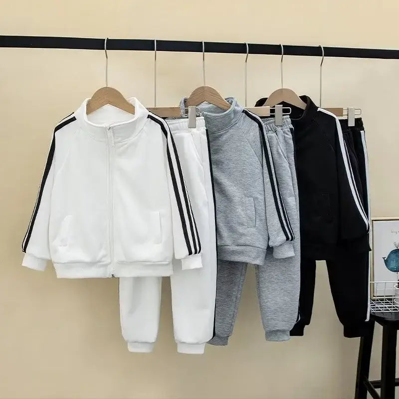 Get your little champ ready for action with this Boys Autumn Striped Sport Jacket and Matching Pants!