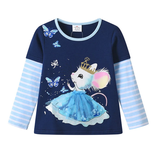 Dress your little girl in this charming Autumn Girls Long Sleeve Mouse-Butterfly Top and Leggings.
