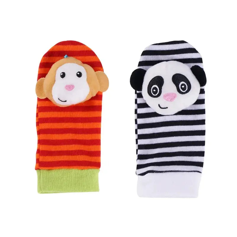 Introduce your little one to the world of colors and animals with our Soft Infant Wrist Or Sock Sensory Plush Animal Rattle Toys!