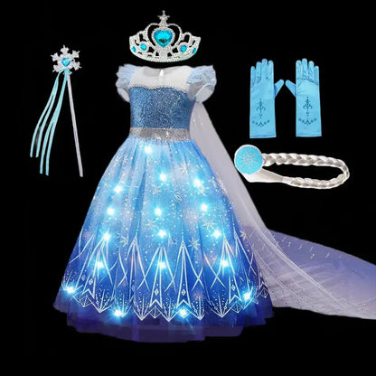 Girls Fancy Elsa Light up Gown Halloween Costume