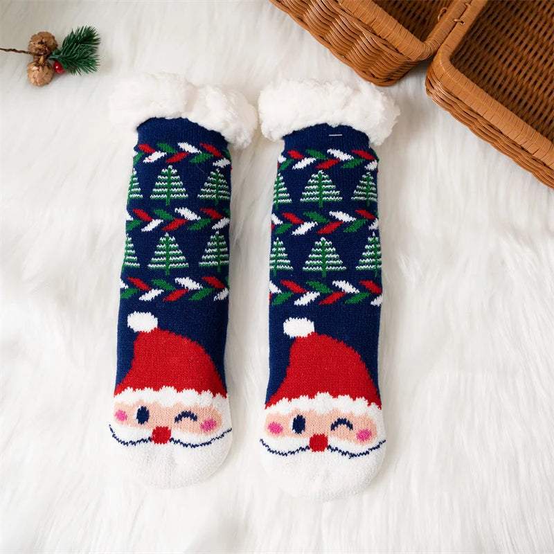 Stay cozy this holiday season with our Winter Kids Cartoon Cotton Thermal Non-Slip Christmas Socks!