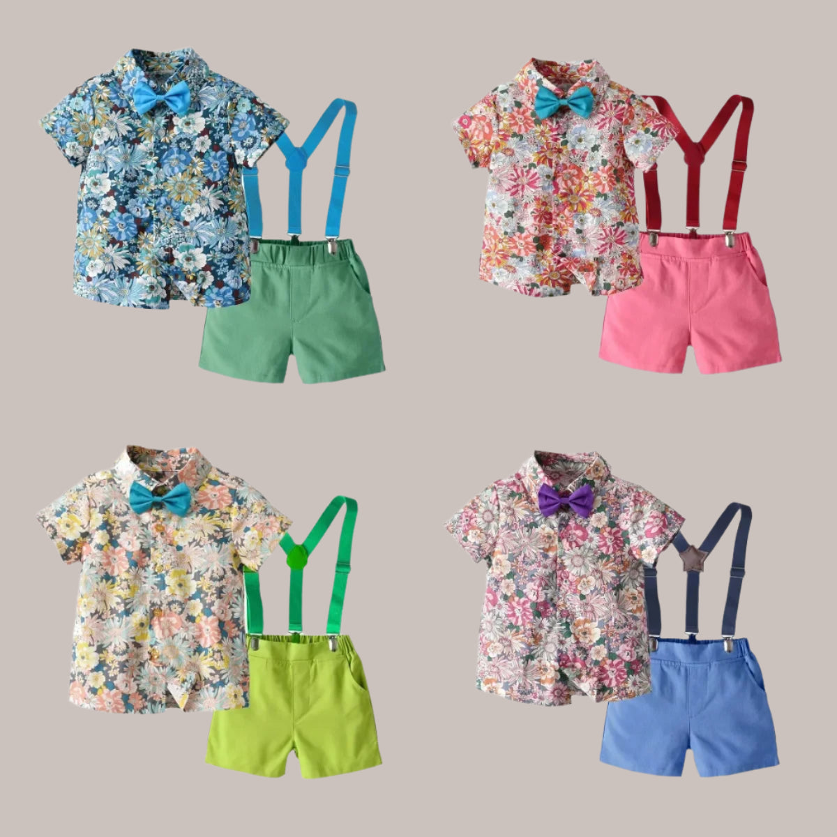 Get ready for summer with our Toddler Boys Summer Cotton Gentlemens Short Outfits!