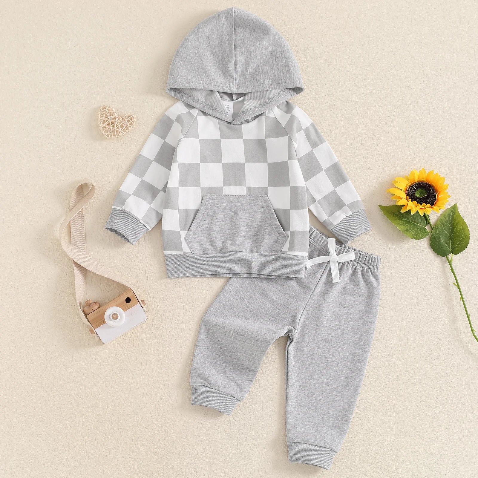 Keep your little man cozy and stylish with our Spring Toddler Boys Hoodie Top and Pants set!