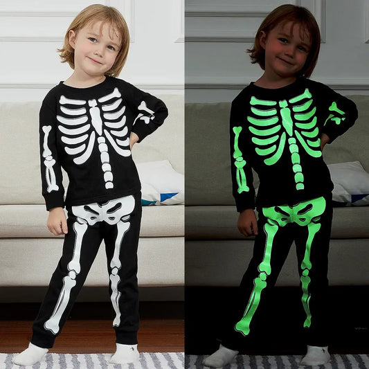 Kids Halloween Glow in the Dark Skeleton Set