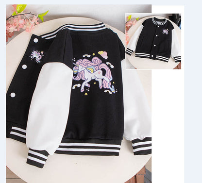 Introducing the one-of-a-kind Cartoon Unicorn Sports Jacket. It’s like having a mythical creature on your back.