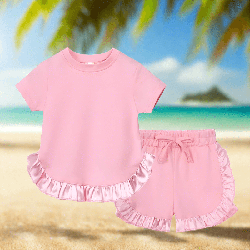 Elevate her summer with our Toddler Girls' Ruffled Top-Shorts set. Perfect for any occasion, crafted for comfort and style. 