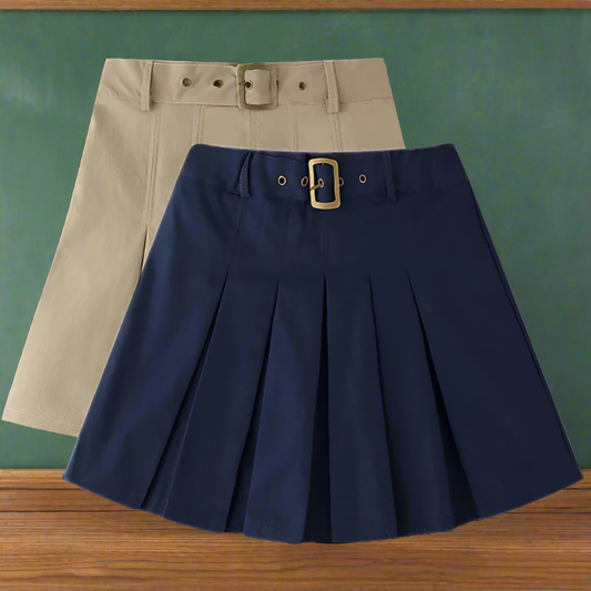 Girls Back To School Uniform Pleated Scooter Skirt