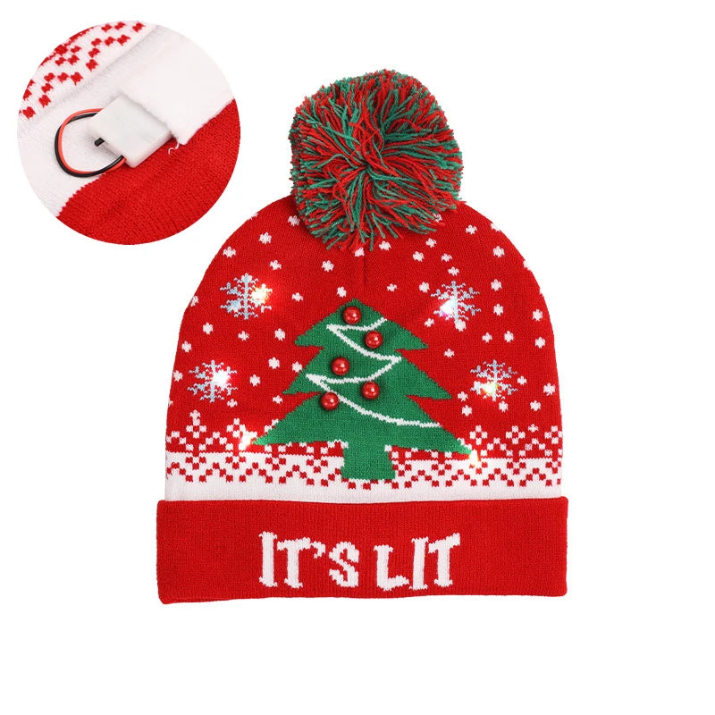 Have a holly, jolly Christmas with our Creative Flashing Led Christmas Winter Warm Knitted Cap!