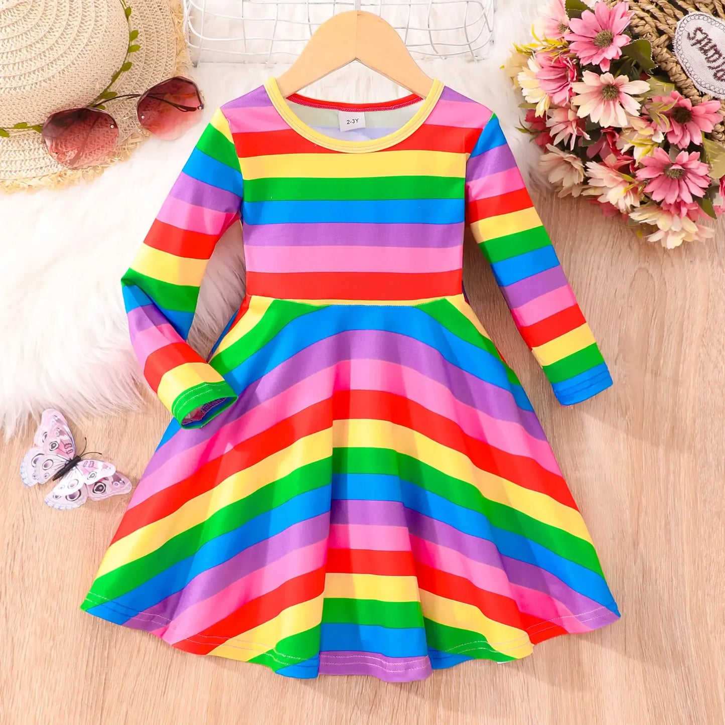 Summer Toddler Girls Rainbow Summer Party Dress