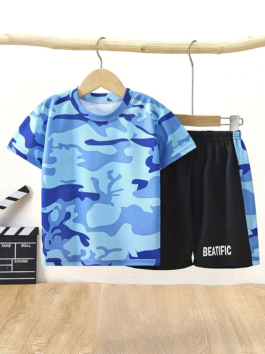 Let your little dude stay cool and stylish this summer with our Camo T-Shirt and Shorts set.