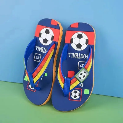 Outfit your little football fan with these vibrant, cartoon-inspired summer beachwear flops-flips. These slippers are perfect for the active boy.