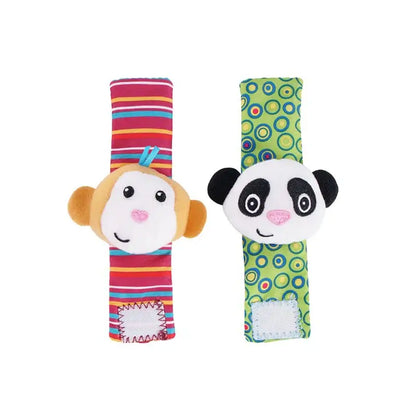 Introduce your little one to the world of colors and animals with our Soft Infant Wrist Or Sock Sensory Plush Animal Rattle Toys!