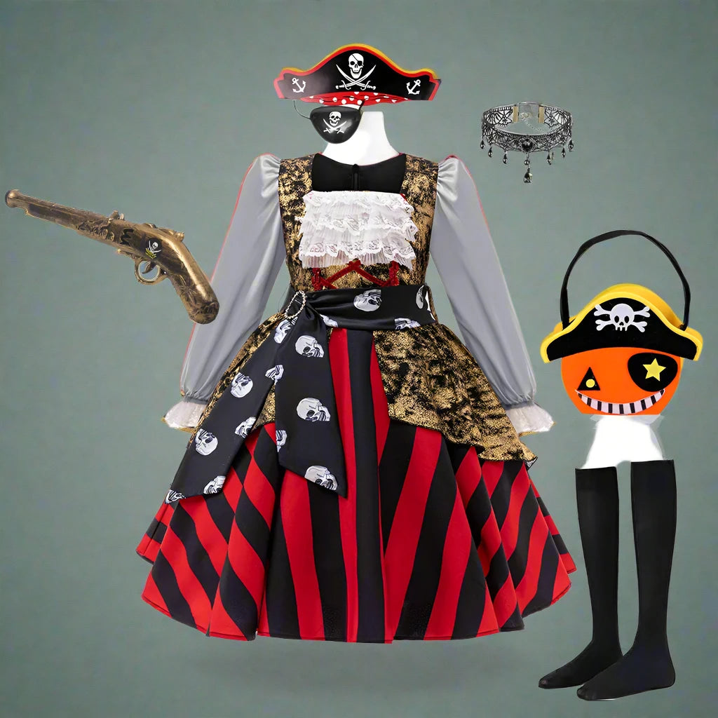 Kids Halloween Matching Pirate Costume with Accessories