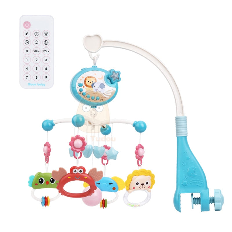 Welcome to baby's nursery! Get the ultimate star-powered crib mobile with a convenient remote control.