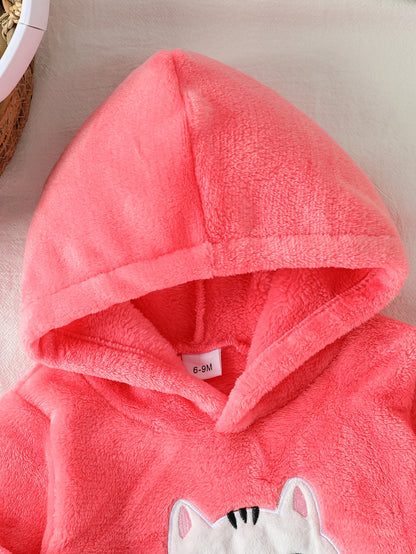 Keep your little one cozy and cute with this pink Toddler Girls Winter Plush Hoodie Set, perfect for autumn adventures!