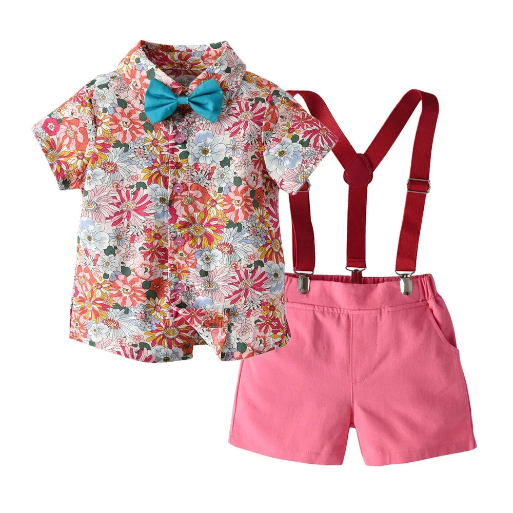 Get ready for summer with our Toddler Boys Summer Cotton Gentlemens Short Outfits!