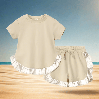 Elevate her summer with our Toddler Girls' Ruffled Top-Shorts set. Perfect for any occasion, crafted for comfort and style. 